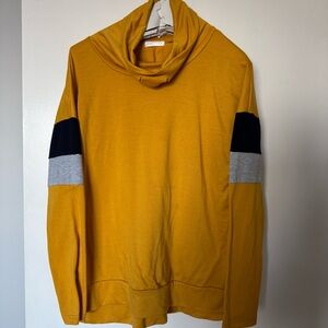 Yellow Cowl Neck Tunic Long Sleeved Tee Large
